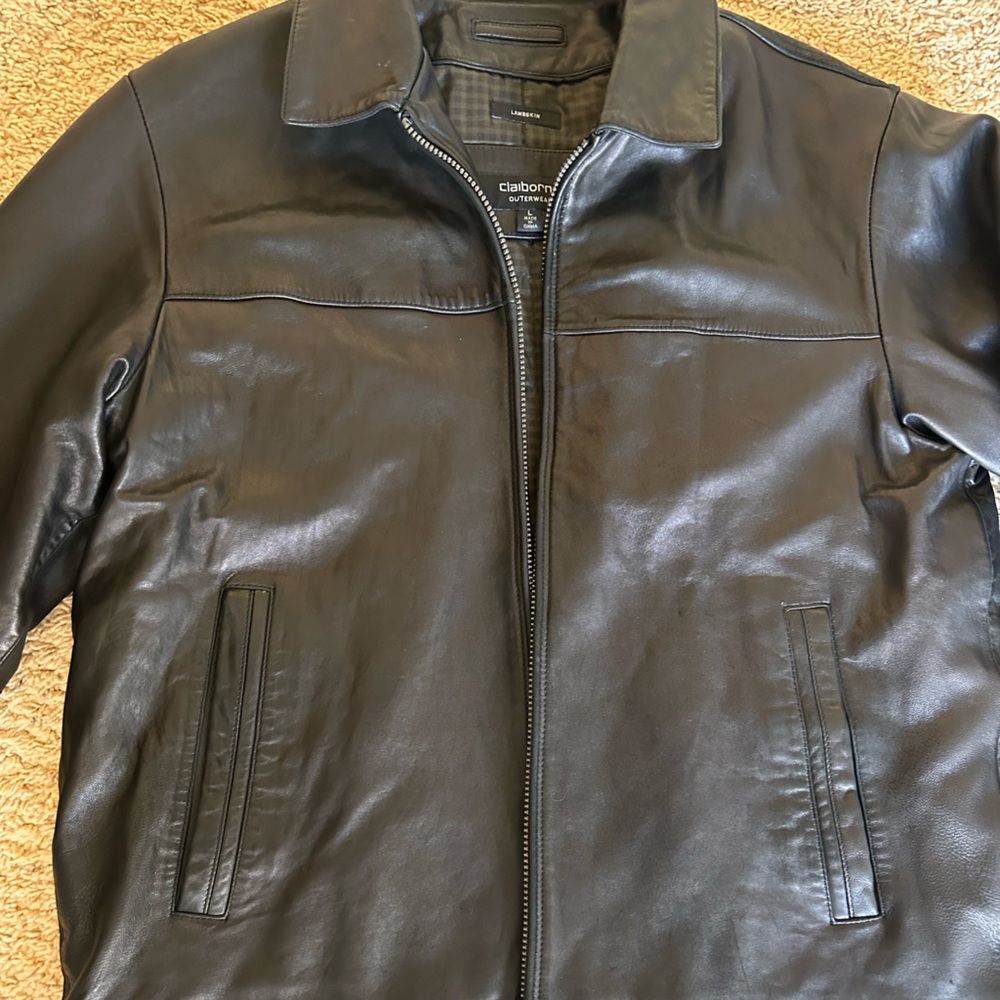 black leather jacket